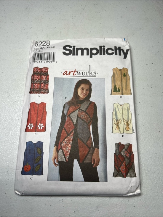 Simplicity Other - Vintage Simplicity 8228 Artworks Vest Sewing Pattern XS-M